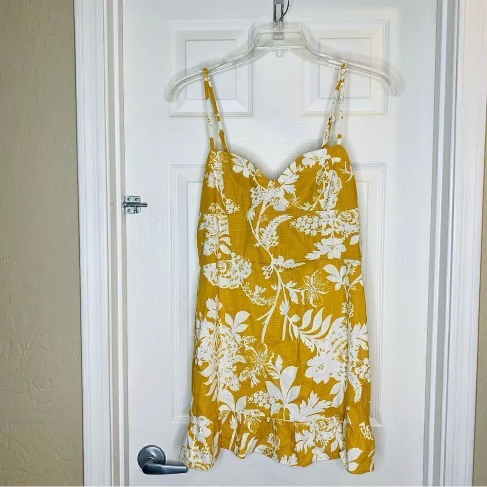 Wild Fable Floral Print Sleeveless Ruffle Cup Dress - Golden Hour Size Large